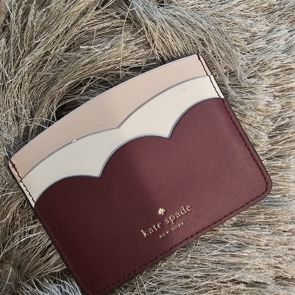 Kate Spade Maroon and Beige Card Holder